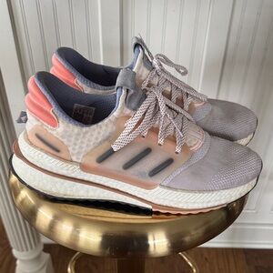 Adidas Women's Coral and Light Gray Sneakers